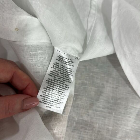 Lauren Ralph Lauren Oversize Floral Eyelet Logo Linen Shirt Size L - Picture 9 of 11